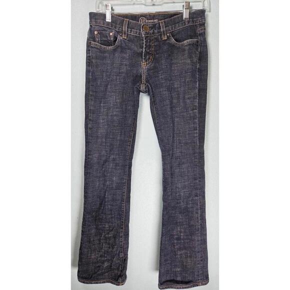 Bebe Women's Dark Wash Bootcut Low Rise Rhinestone Jeans - Size 28 - Picture 1 of 9